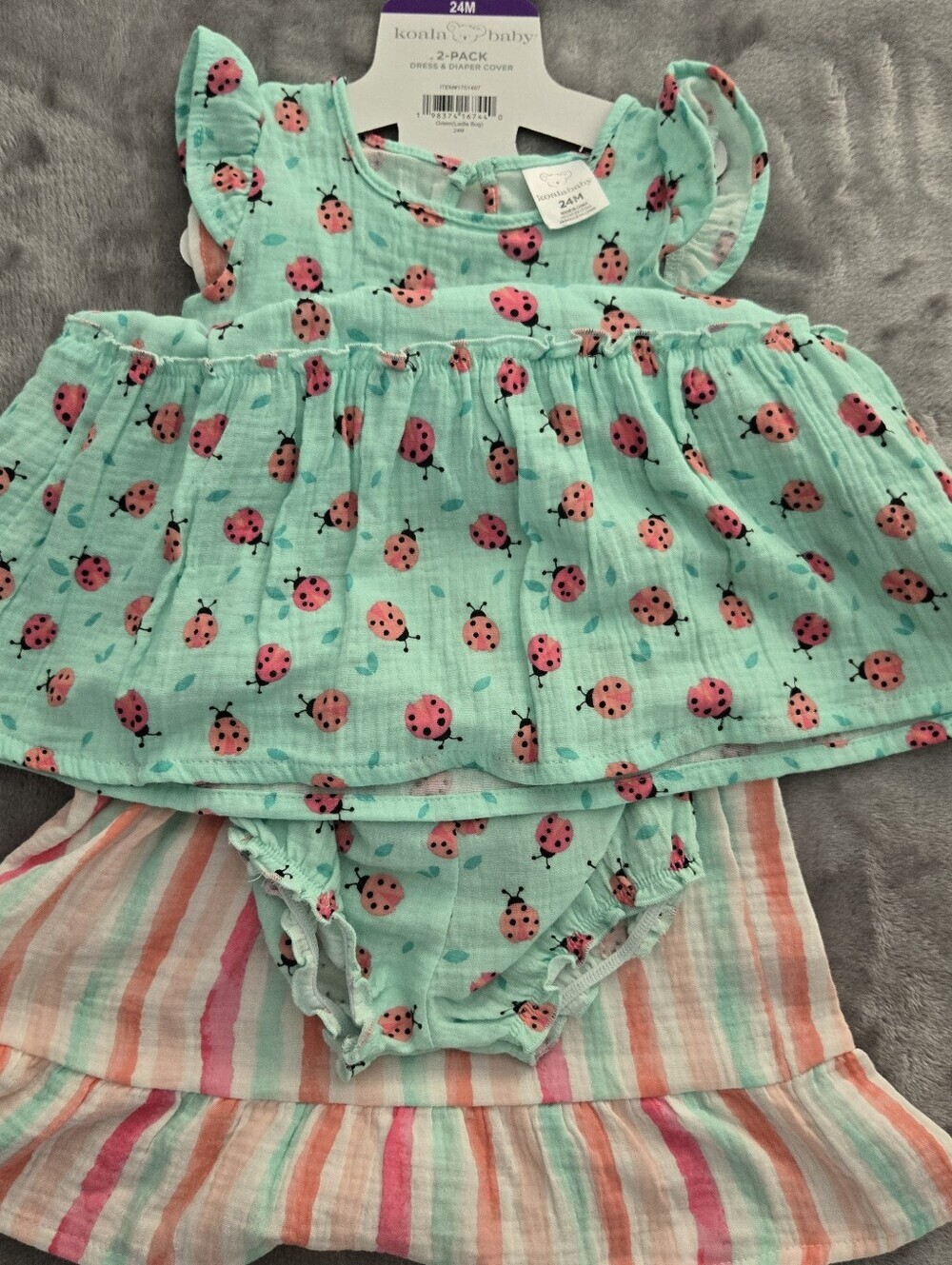Koala Baby 2 Pack Dress& Diaper Cover size 24M NWT Pink And Blue - Picture 8 of 9